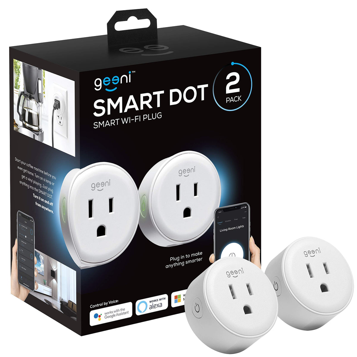Geeni Dot Plug front view showing compact design and single outlet benefit