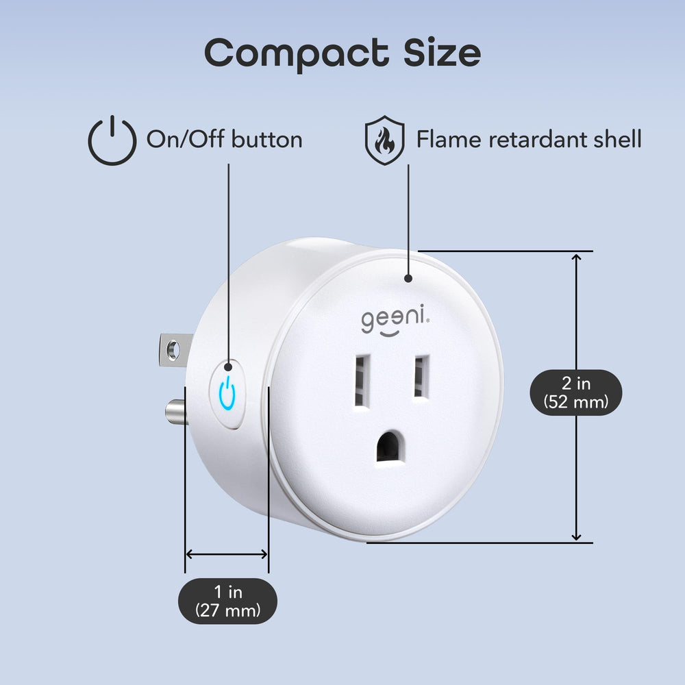 Geeni Dot Plug retail packaging and contents showing ready-to-use convenience benefit