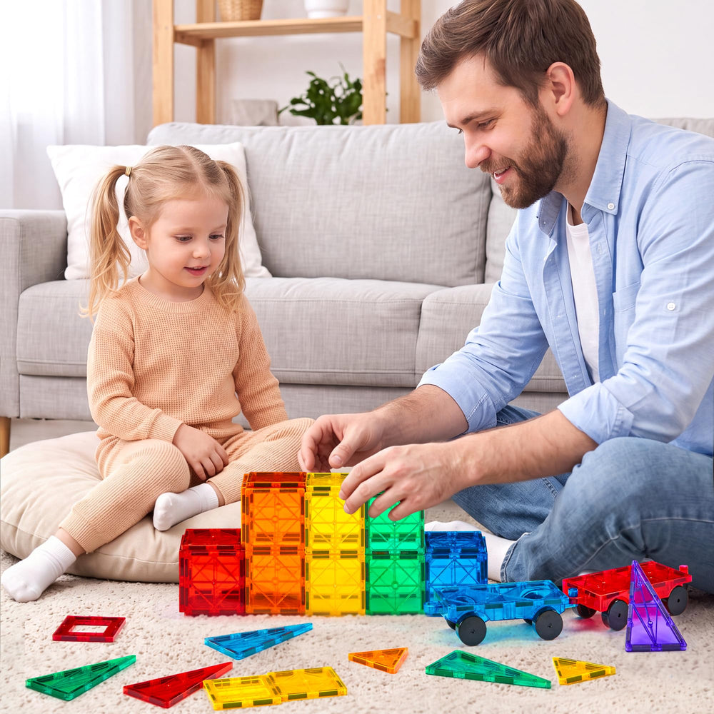 Neat storage of Gemmicc tiles demonstrating organized cleanup