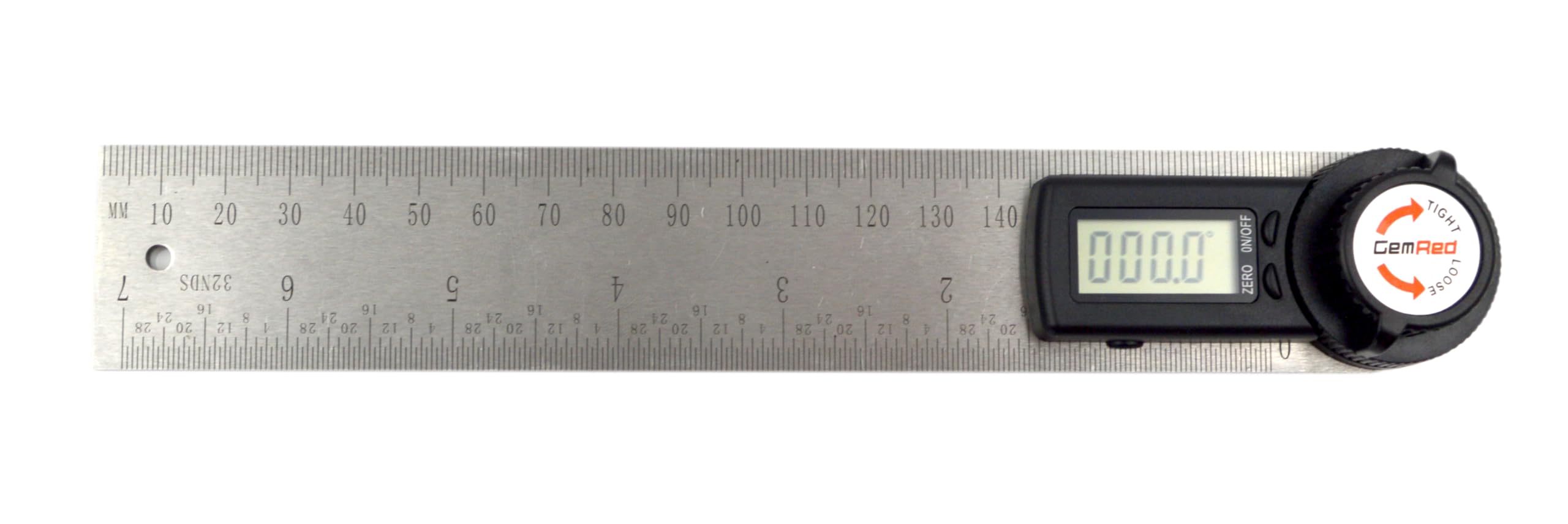 GemRed close-up of stainless-steel ruler surface highlighting corrosion resistance