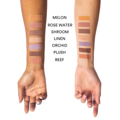 Gen See eye makeup on model demonstrating linen cream wearability and soft matte benefit
