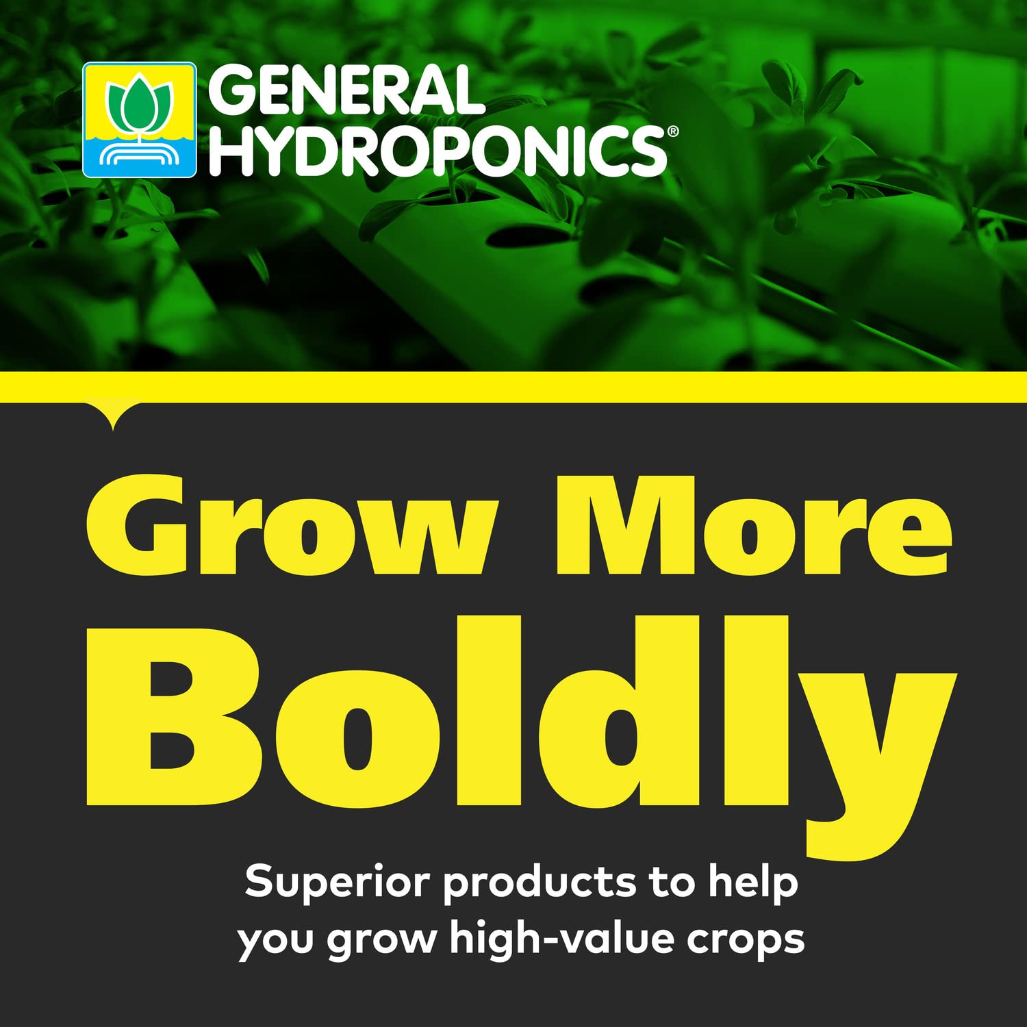 Quart bottle beside a ruler for scale showing General Hydroponics convenient size