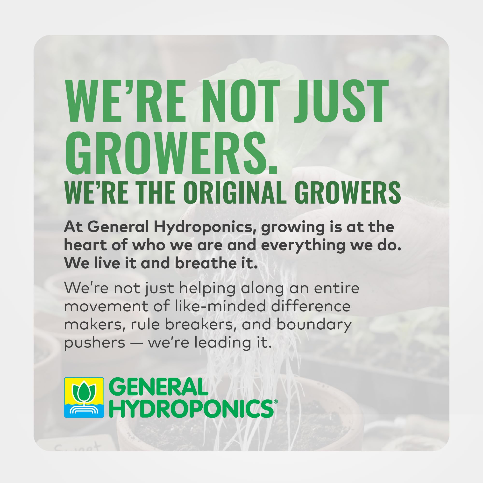 General Hydroponics bag label detail highlighting micronutrient fortification benefit