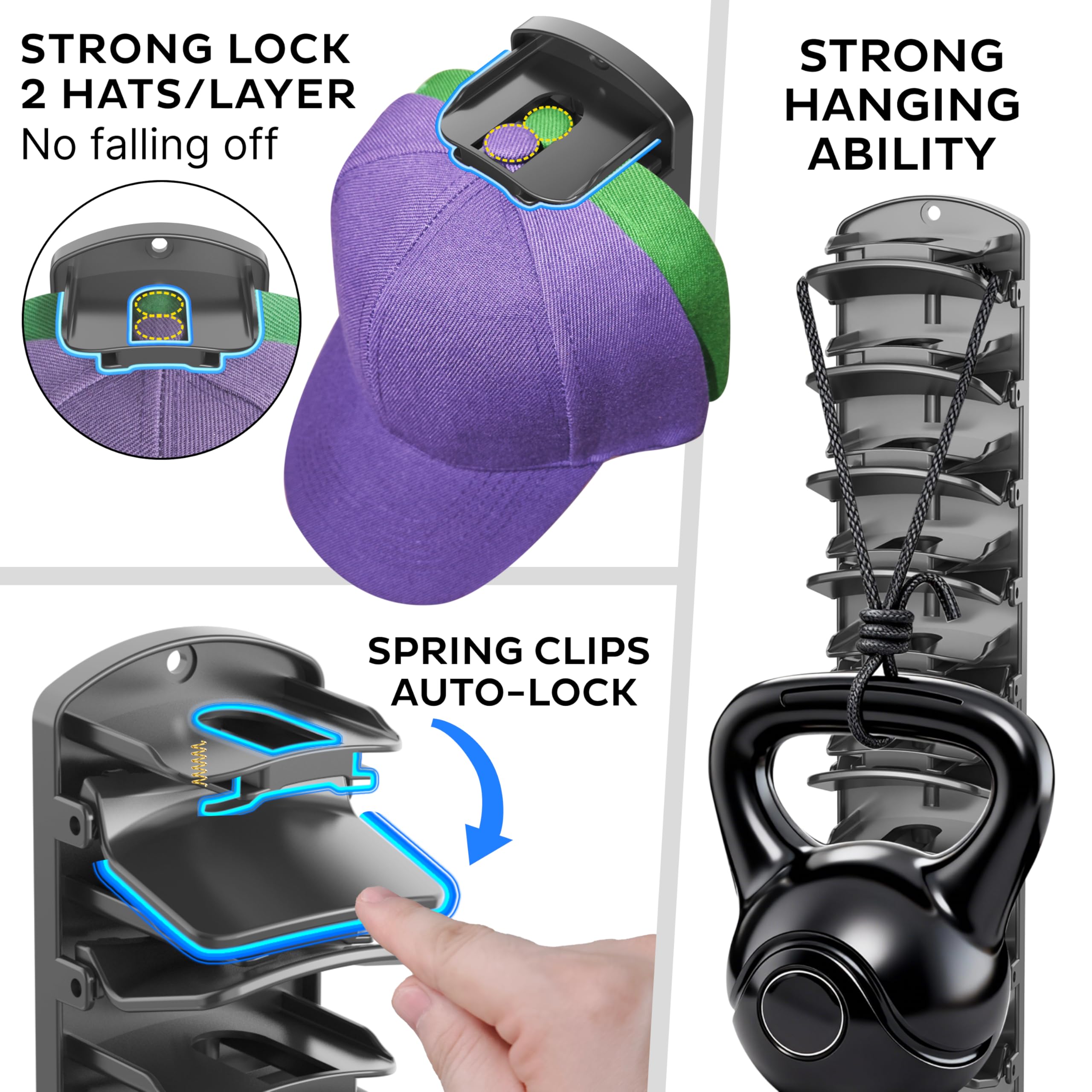 genicuts clip close-up contoured design protecting brims for long-lasting shape
