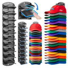 genicuts front view matte black rack showing organized caps and space savings