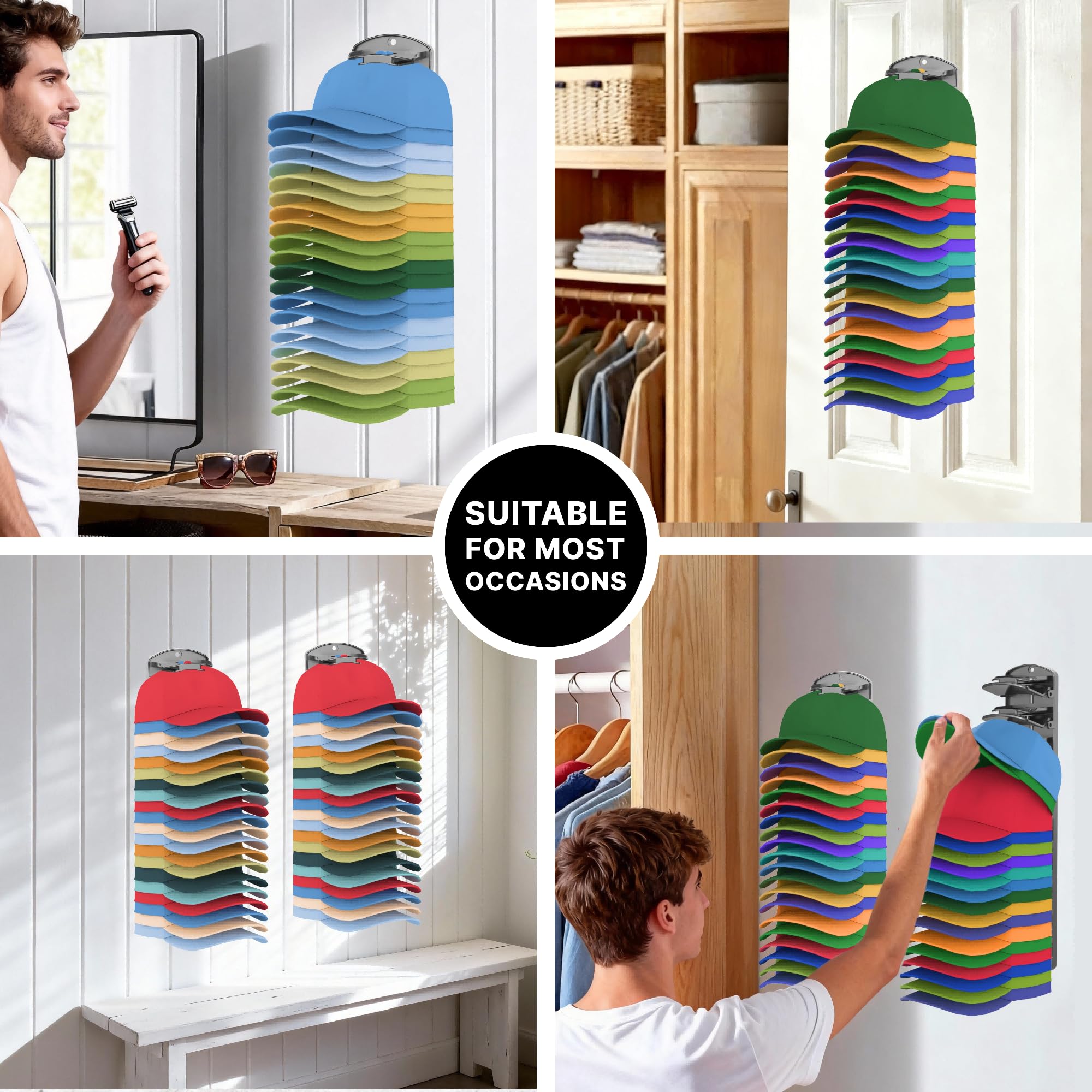 genicuts lifestyle bedroom display keeping hats visible and freeing shelf space