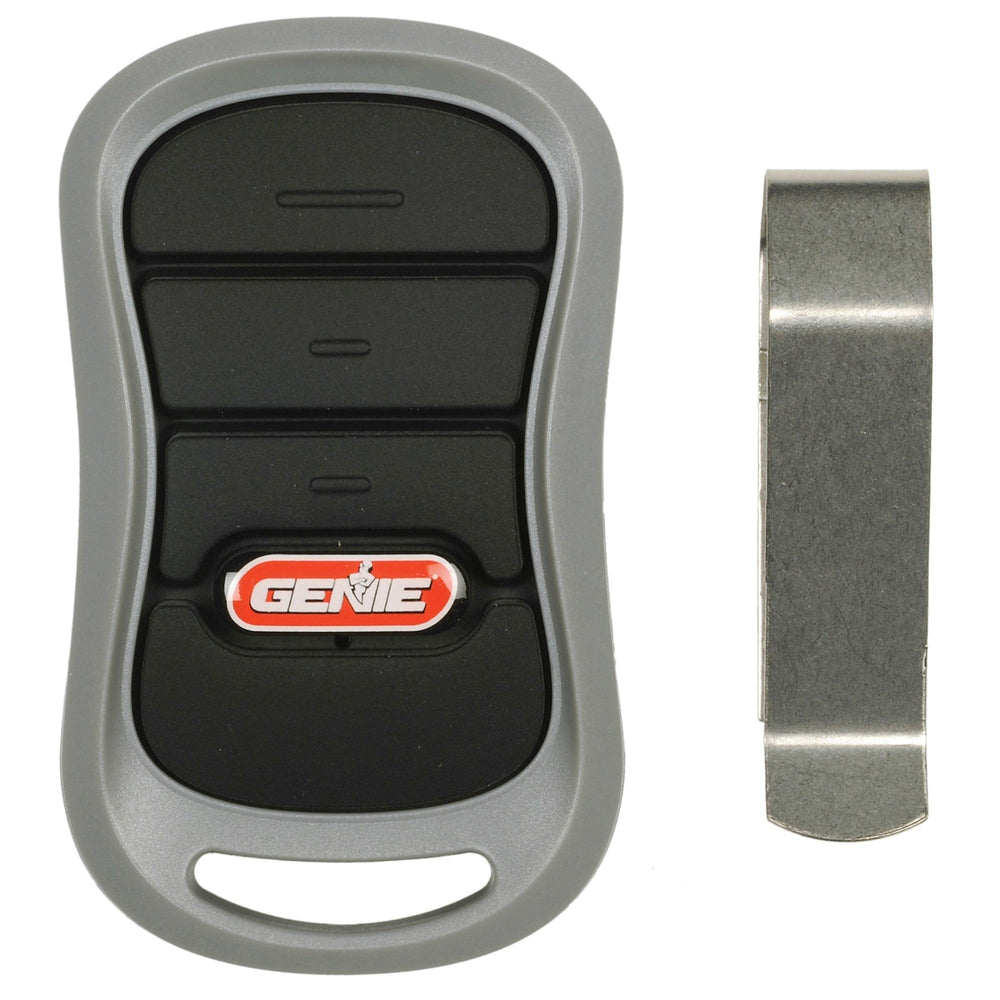 Genie G3T-R clipped to car visor showing vehicle integration and quick reachability