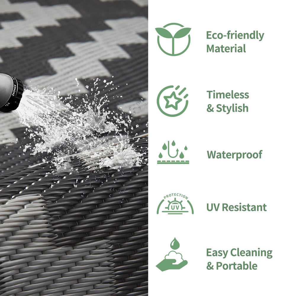 GENIMO rolled rug in carry bag emphasizes portability for RVs and trips