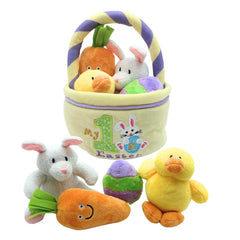 Genius Baby Toys front view of prefilled Easter basket showing charm and gift-ready look