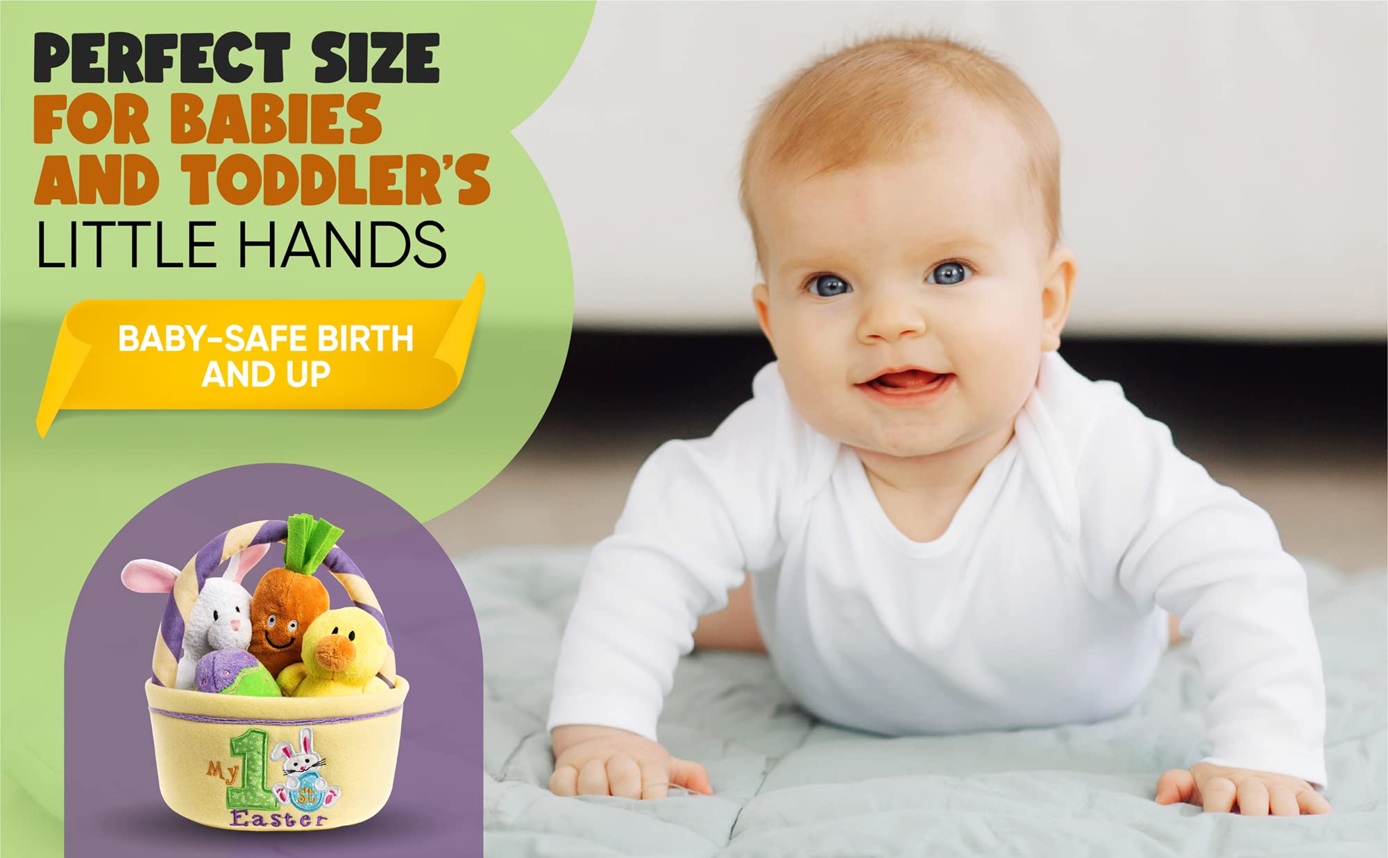 Genius Baby Toys basket held in adult hand showing infant-friendly size