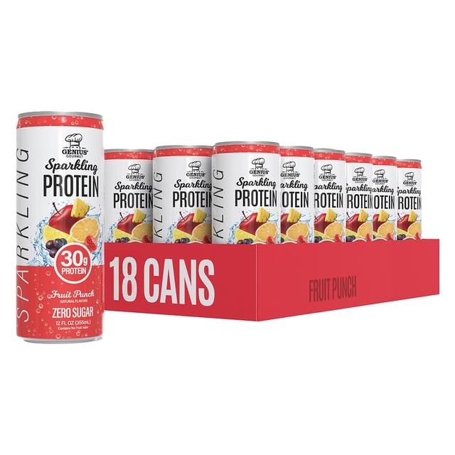 Genius Gourmet front packaging showing 18-pack and protein benefit