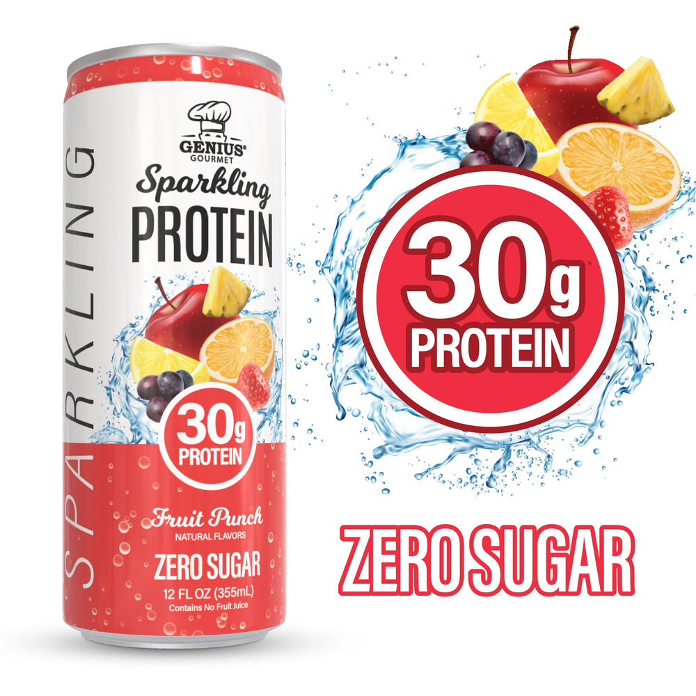 Genius Gourmet nutrition label close-up showing 30g protein per serving benefit