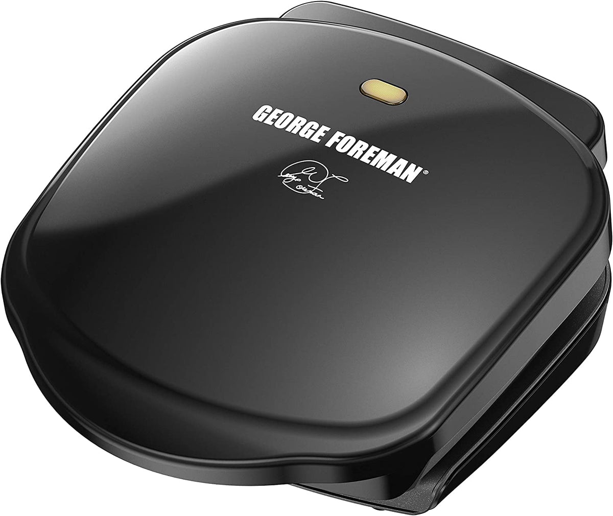 George Foreman GR10B front view showing compact grill and sleek profile benefit easy placement