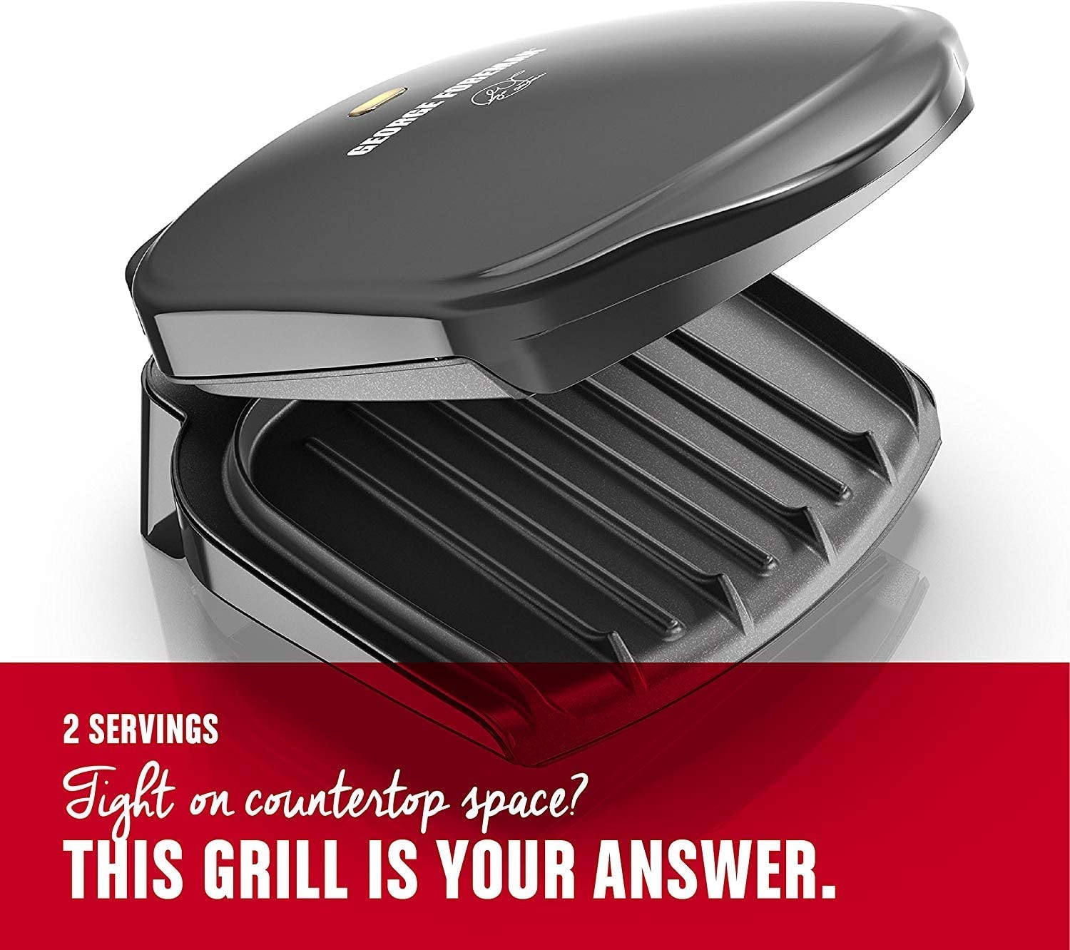 George Foreman GR10B closeup of nonstick plate showing easy food release and fast cleanup
