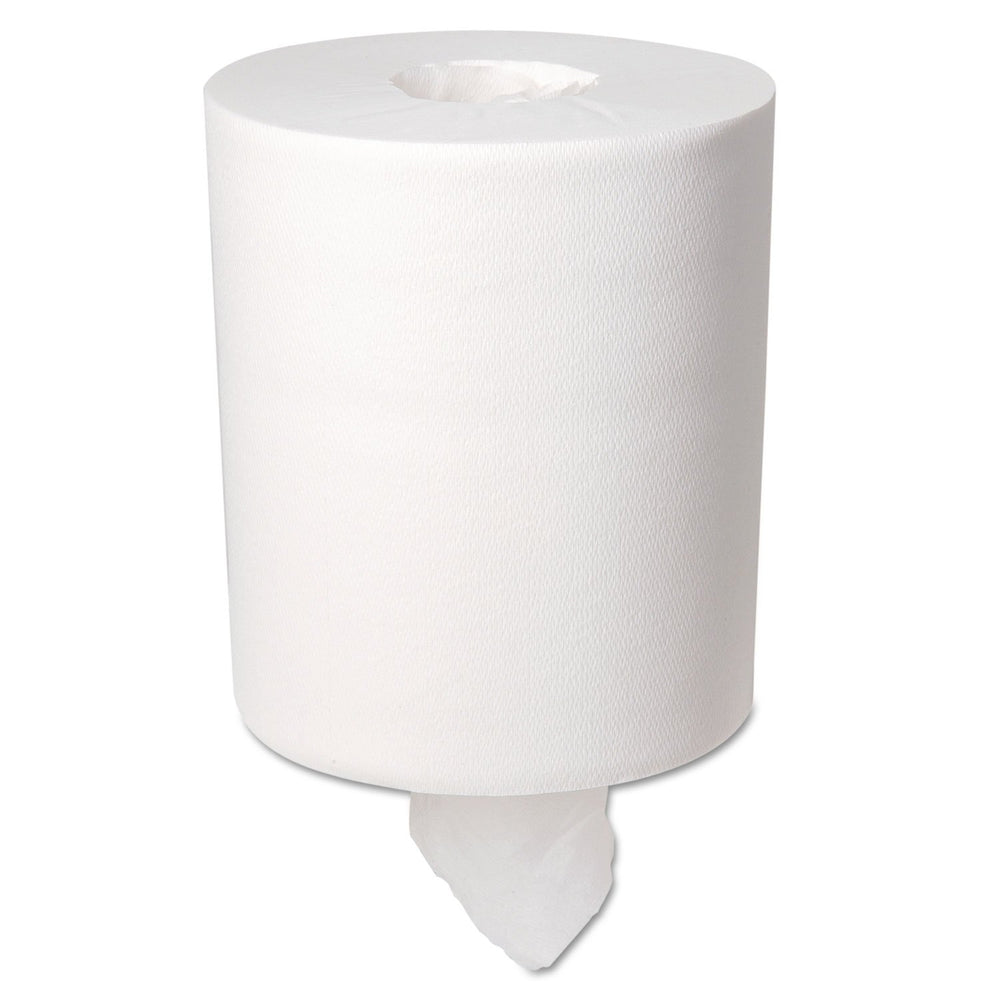 Georgia‑Pacific dispenser mounted vertically saving space in tight areas