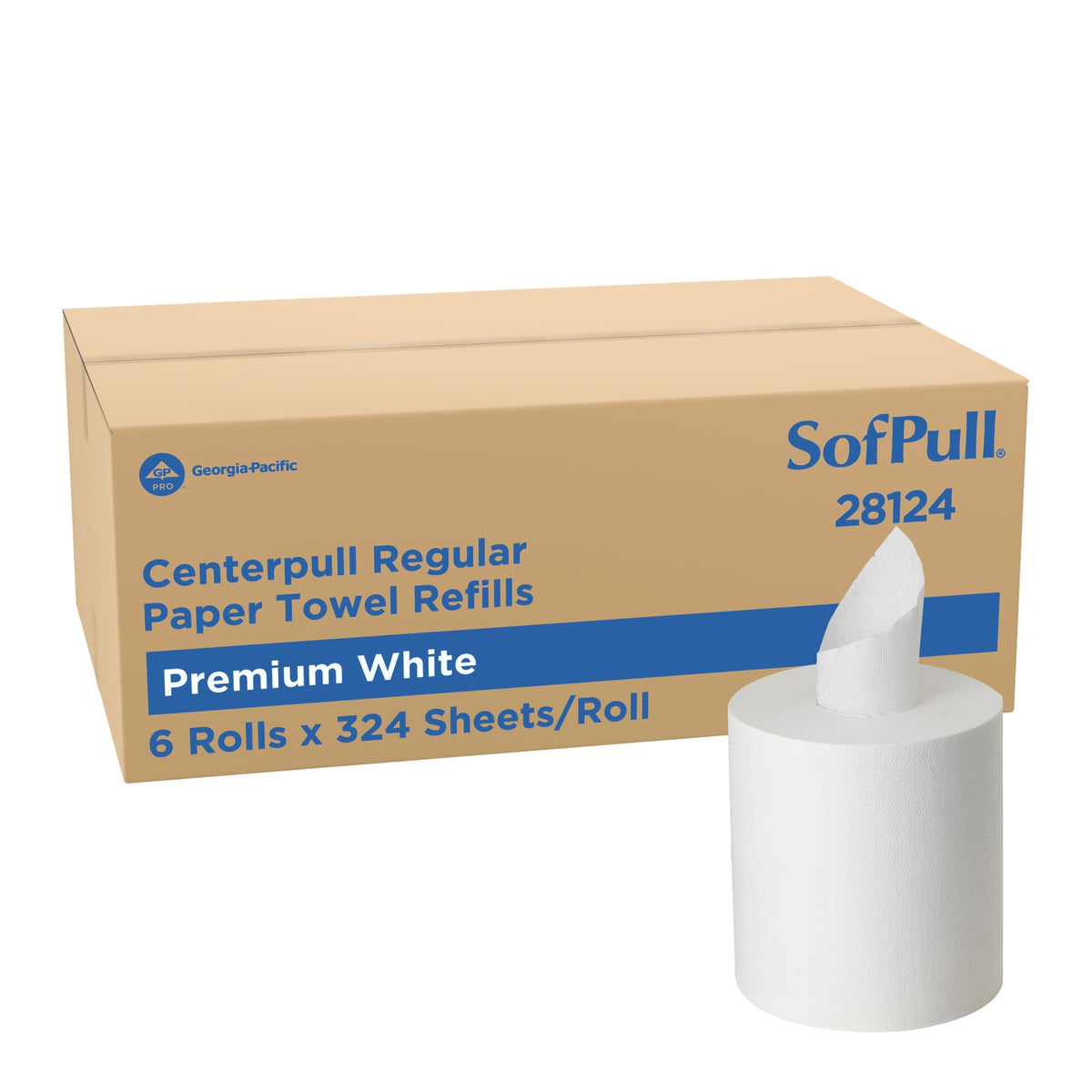 Georgia‑Pacific front packaging showing product and case count benefits