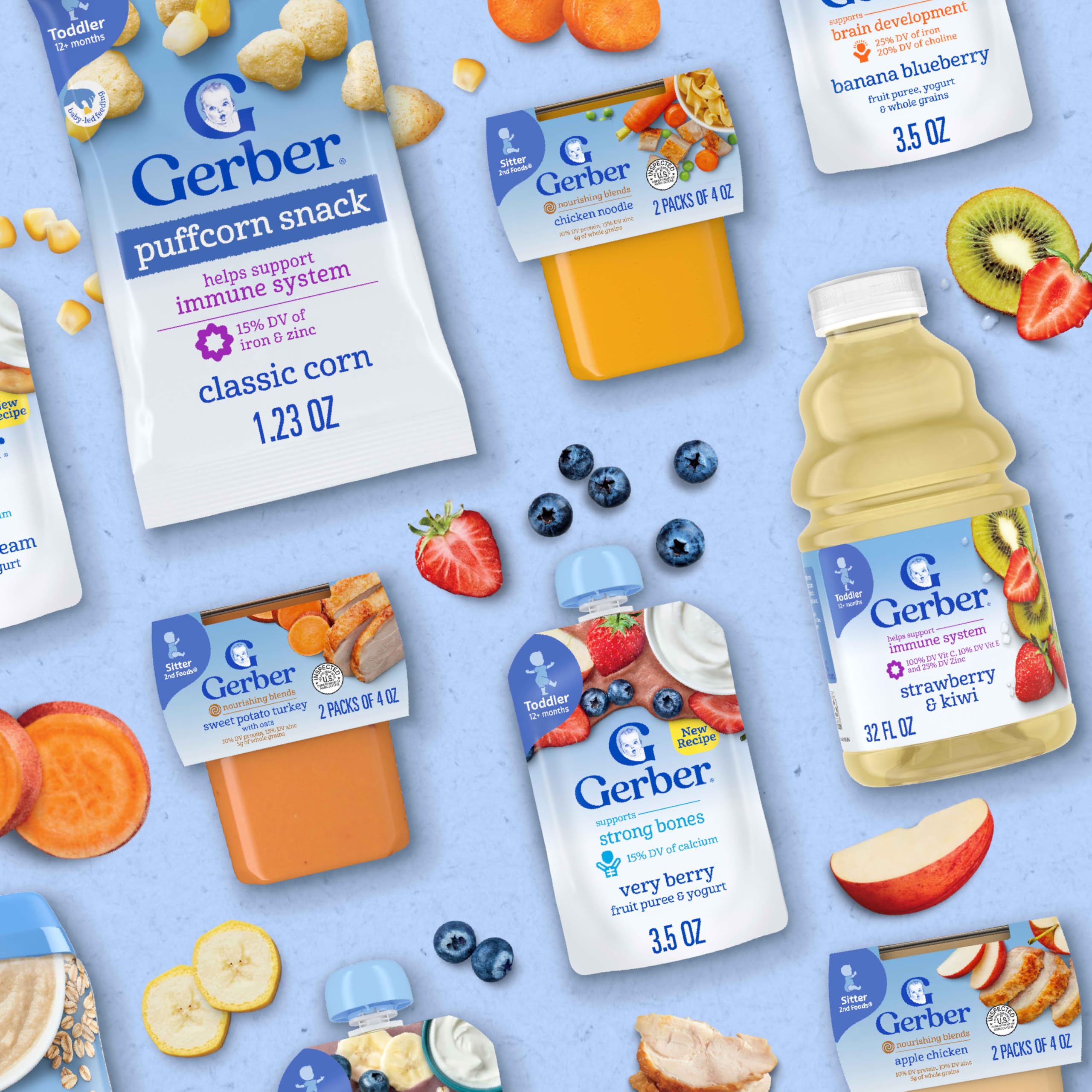 Gerber nutrition label close-up showing iron and vitamin details