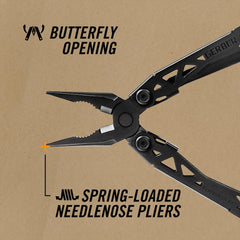 Gerber blade detail with partial serration for versatile cutting and durability