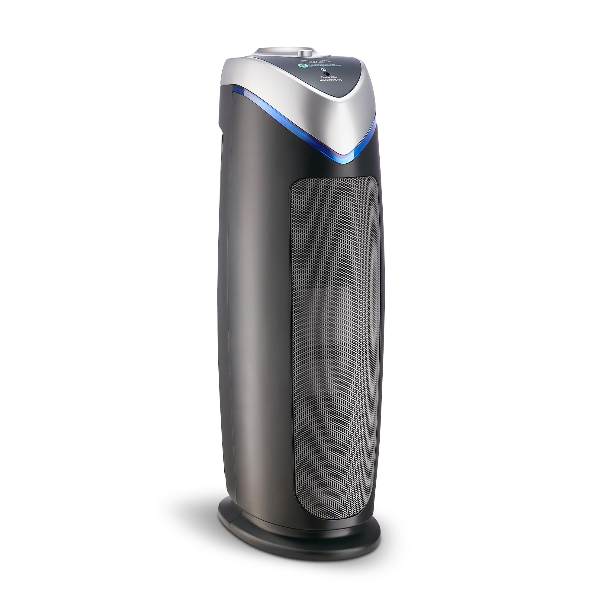 GermGuardian front tower view showing sleek gray profile and airflow benefits