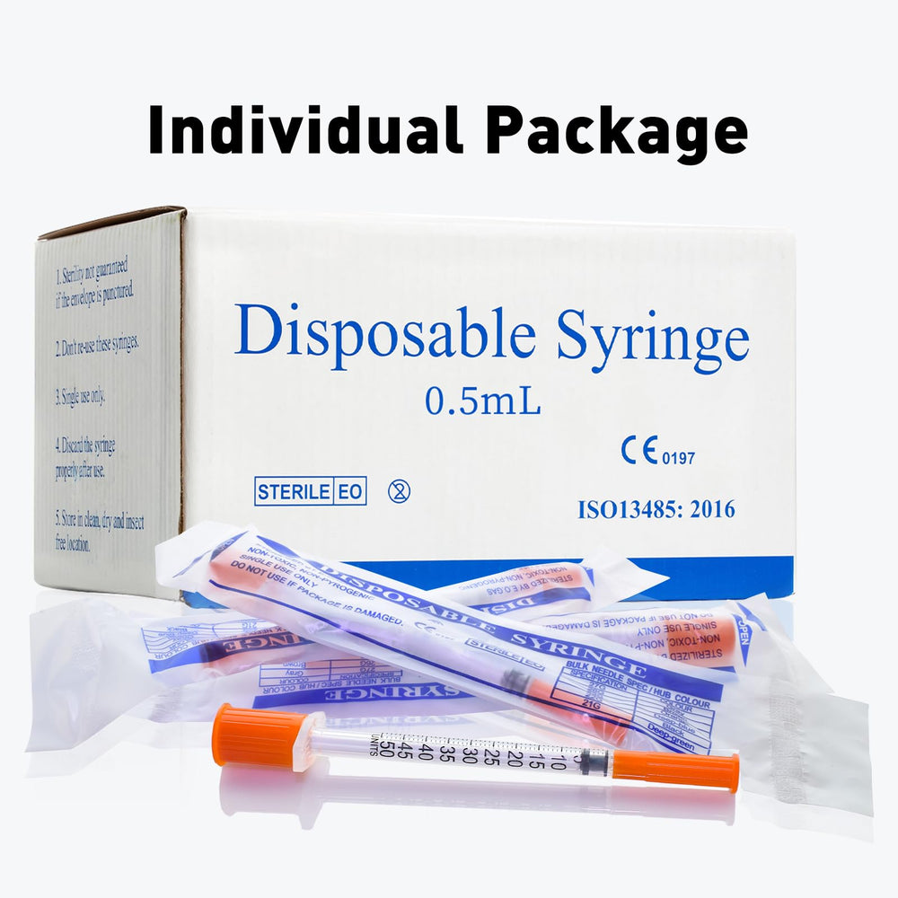 Gesanghua syringes next to ruler for scale showing compact 5/16" length for shallow applications