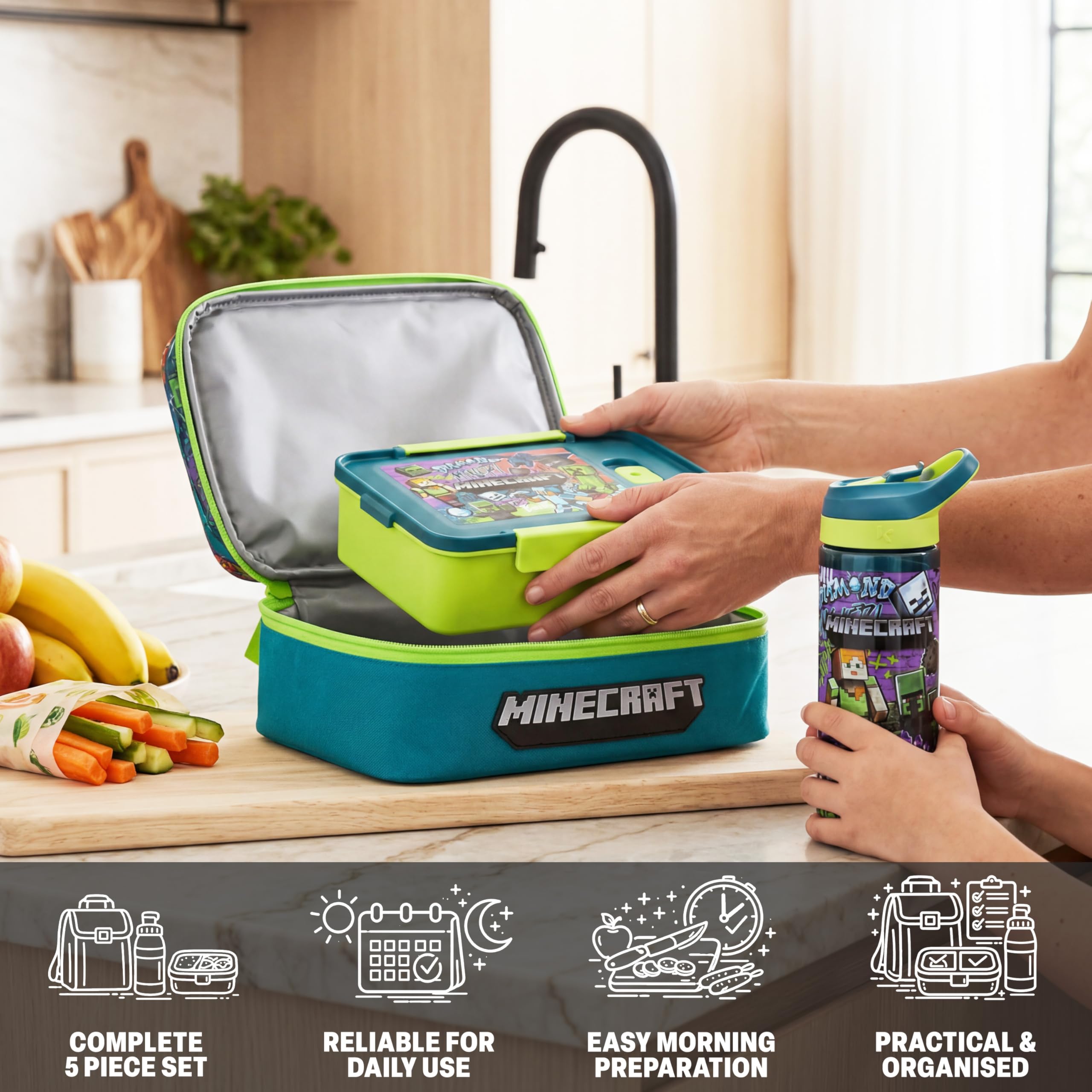 Get Trend open bento box showing compartments and removable mini pots for organized meals