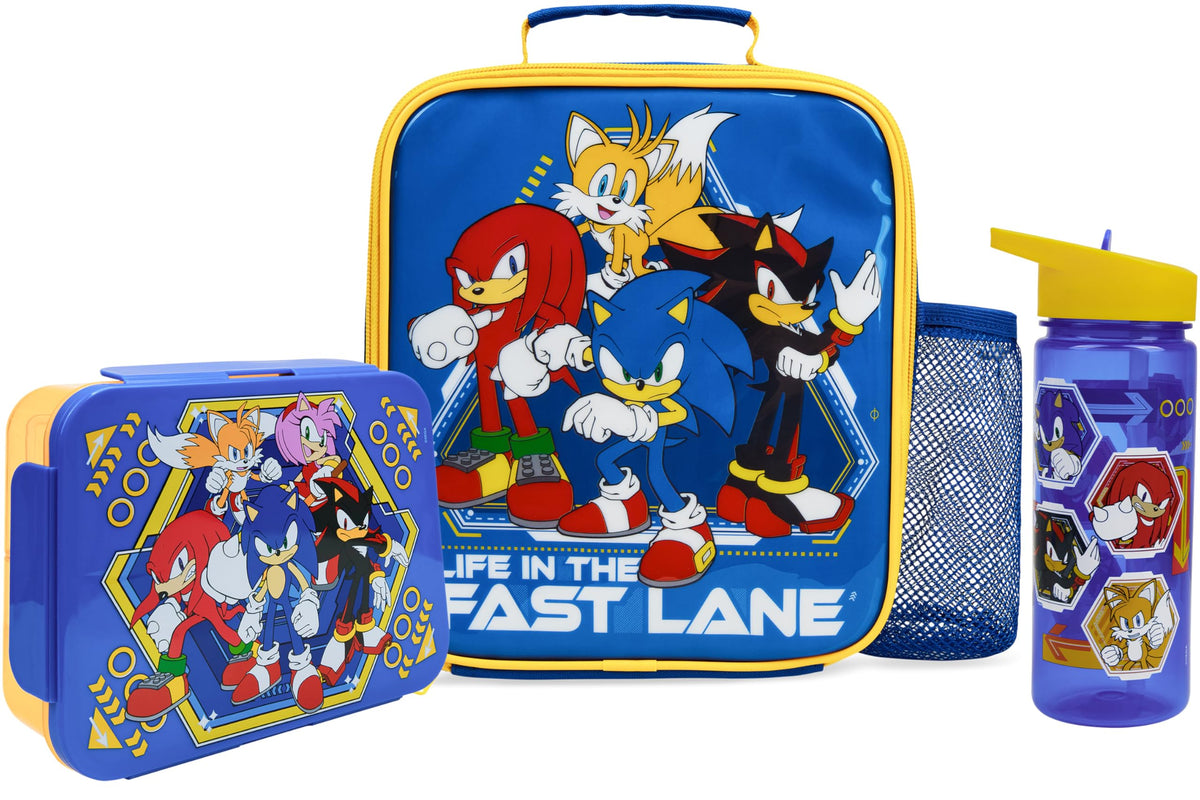 Get Trend Sonic lunch bag front showing character design and easy carrying benefit