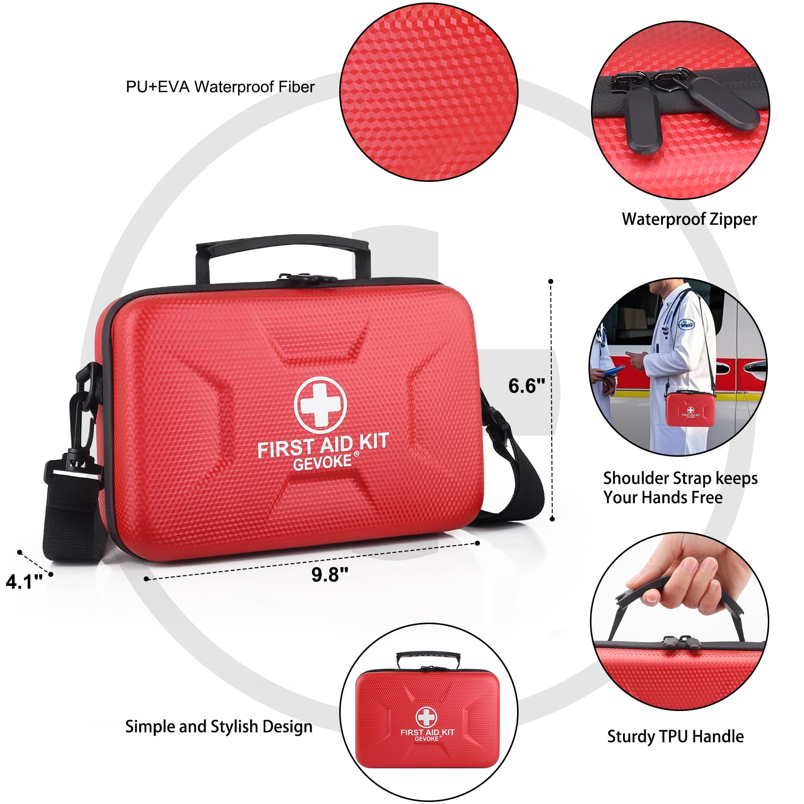 Hand holding Gevoke detachable shoulder strap and TPU handle for comfortable carry