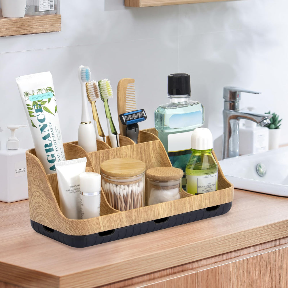 GFWARE scale comparison on vanity showing compact space-saving benefit