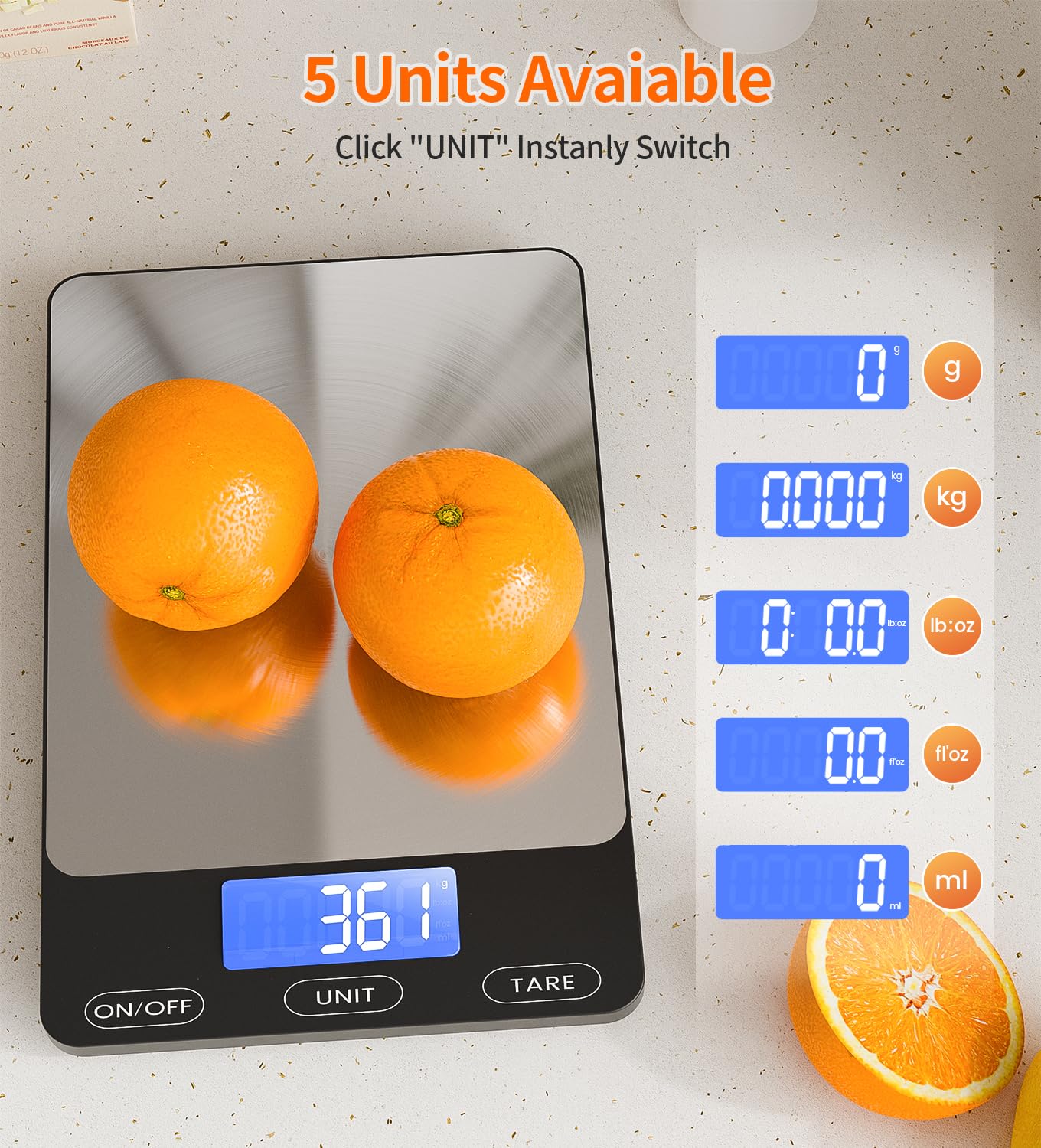 GGQ scale in use with a bowl demonstrating tare function and precise ingredient measurement