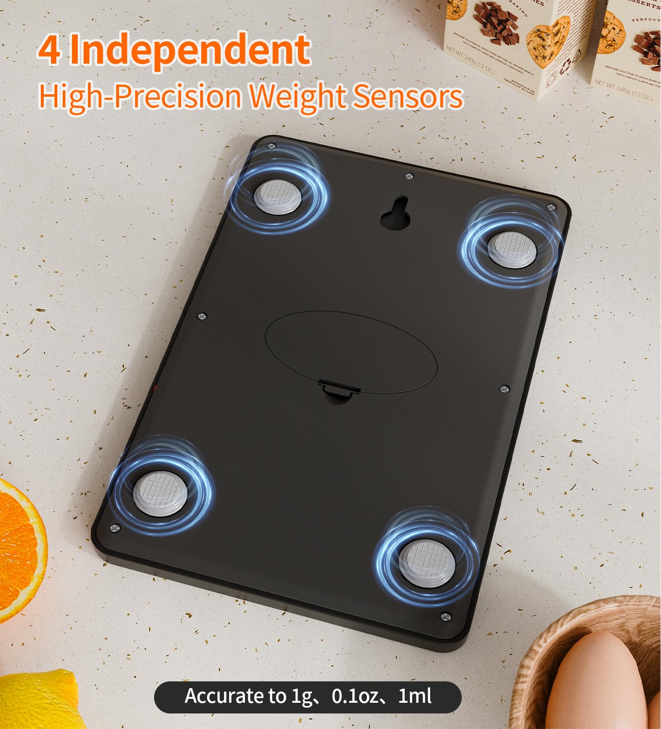 GGQ capacity demo with fruits to show 33 lb maximum and stable measurement for larger items