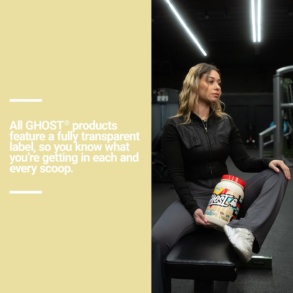 GHOST label closeup revealing fully disclosed ingredient doses