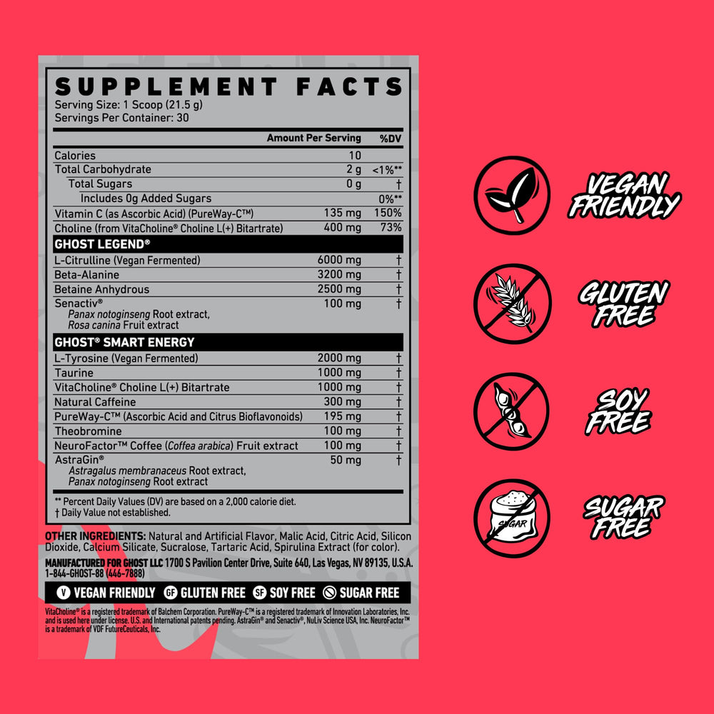 GHOST Legend mixing into water demonstrating quick dissolve and vibrant blue-raspberry flavor