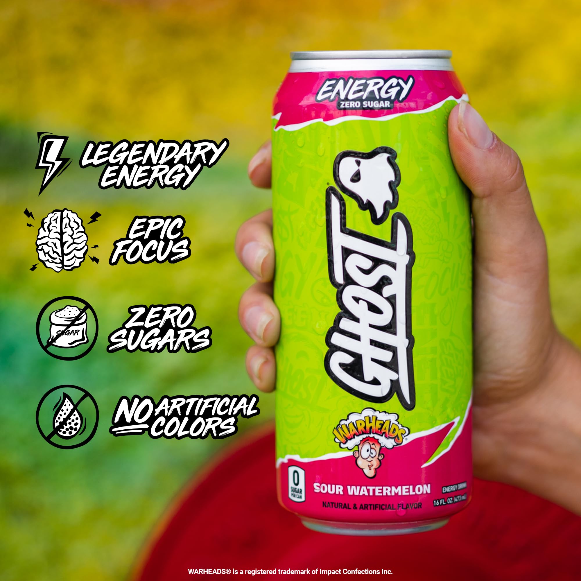 GHOST Warheads Sour Watermelon close-up of fizzy texture demonstrating flavorful refreshment