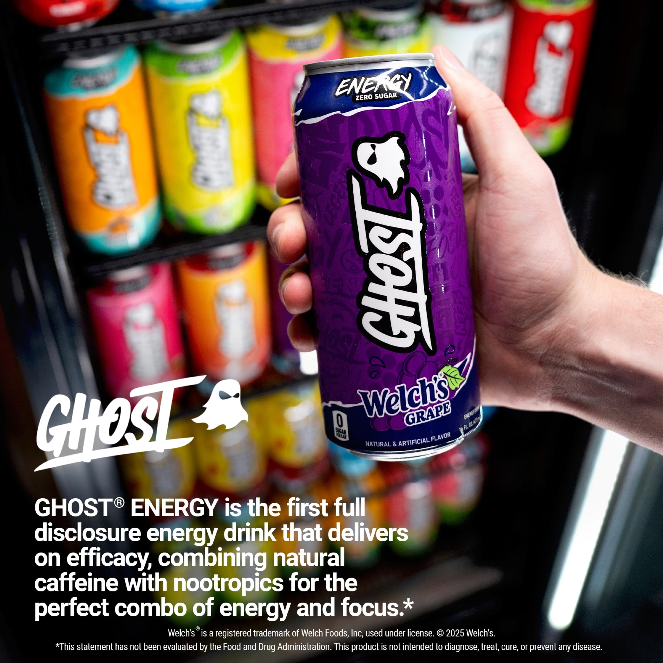 GHOST Welch's Grape on a workstation showing focused energy during work