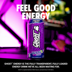GHOST Welch's Grape side label close-up showing full-ingredient transparency