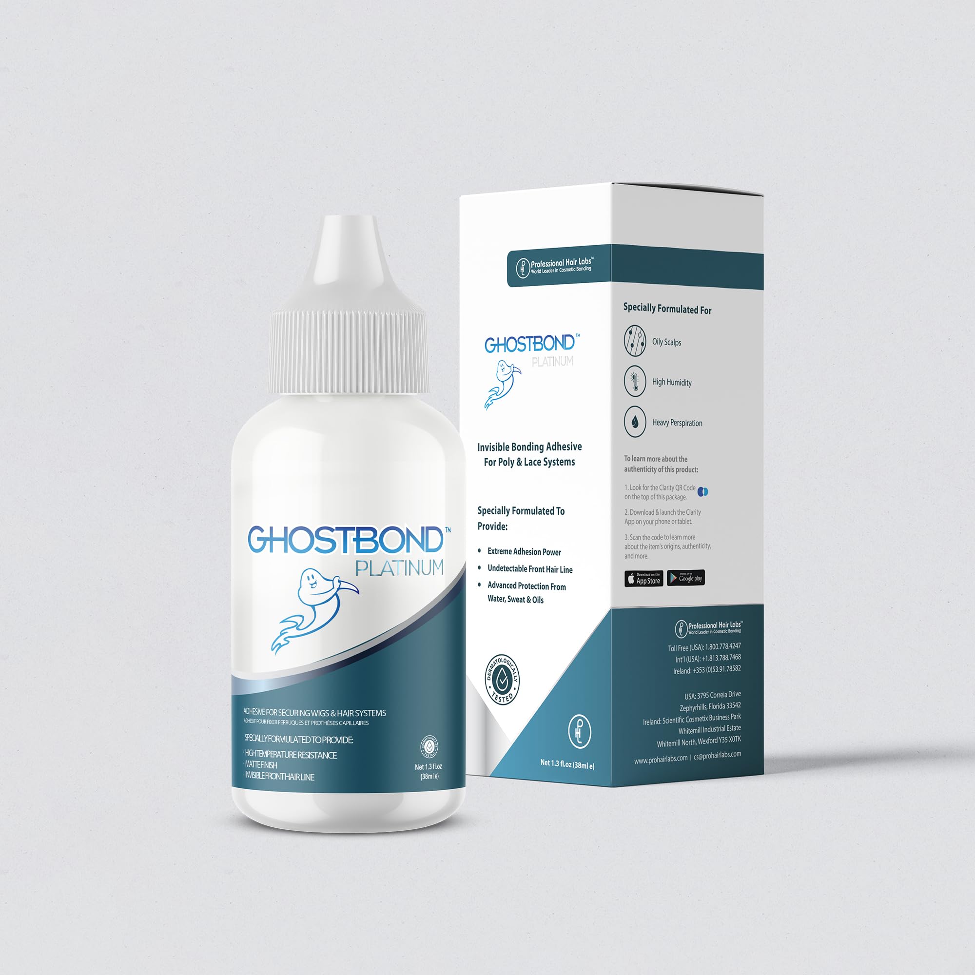 Professional Hair Labs ghostbond platinum wig secured on scalp demonstrating strong hold benefit