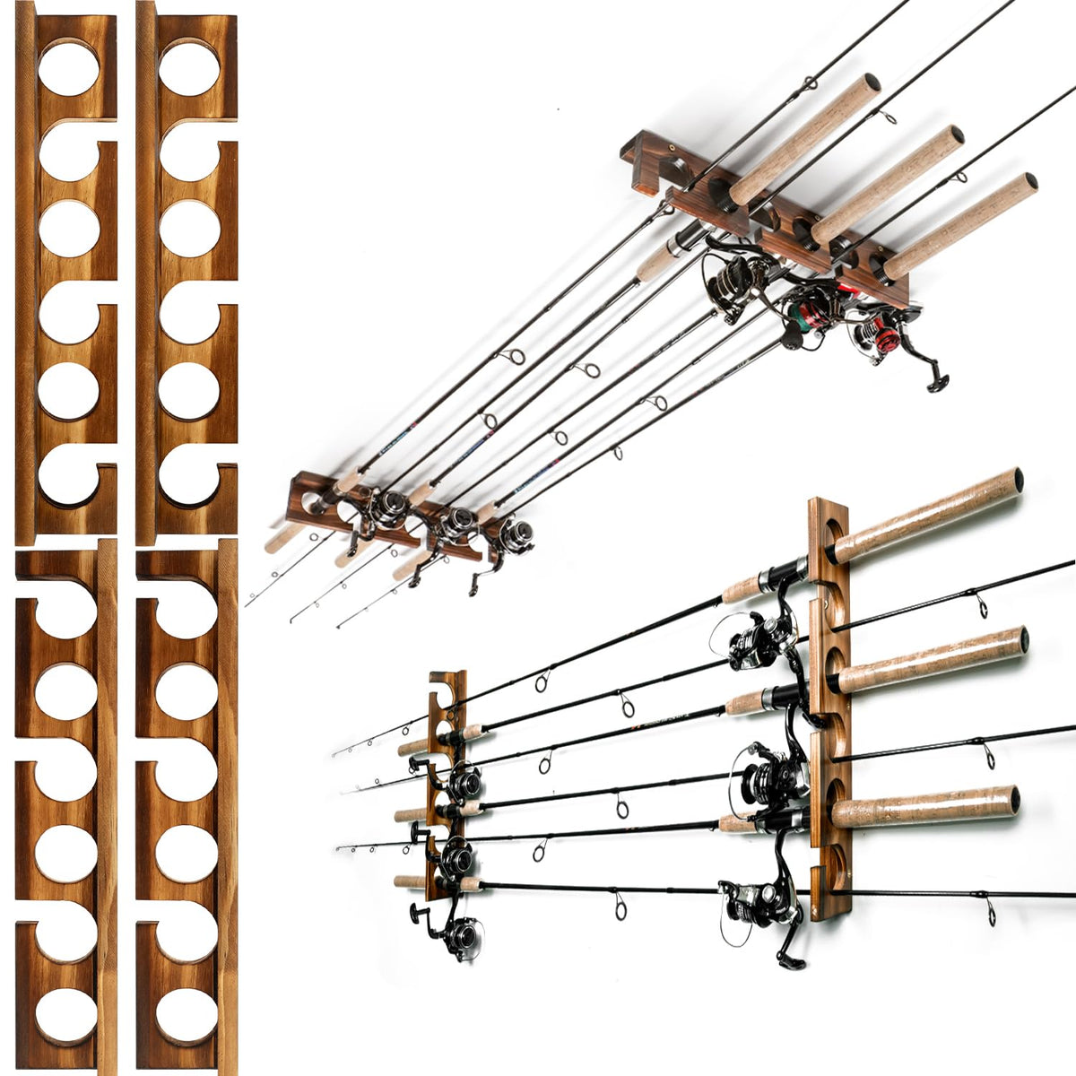 Ghosthorn front view of wooden rod rack showing organized rods and neat storage