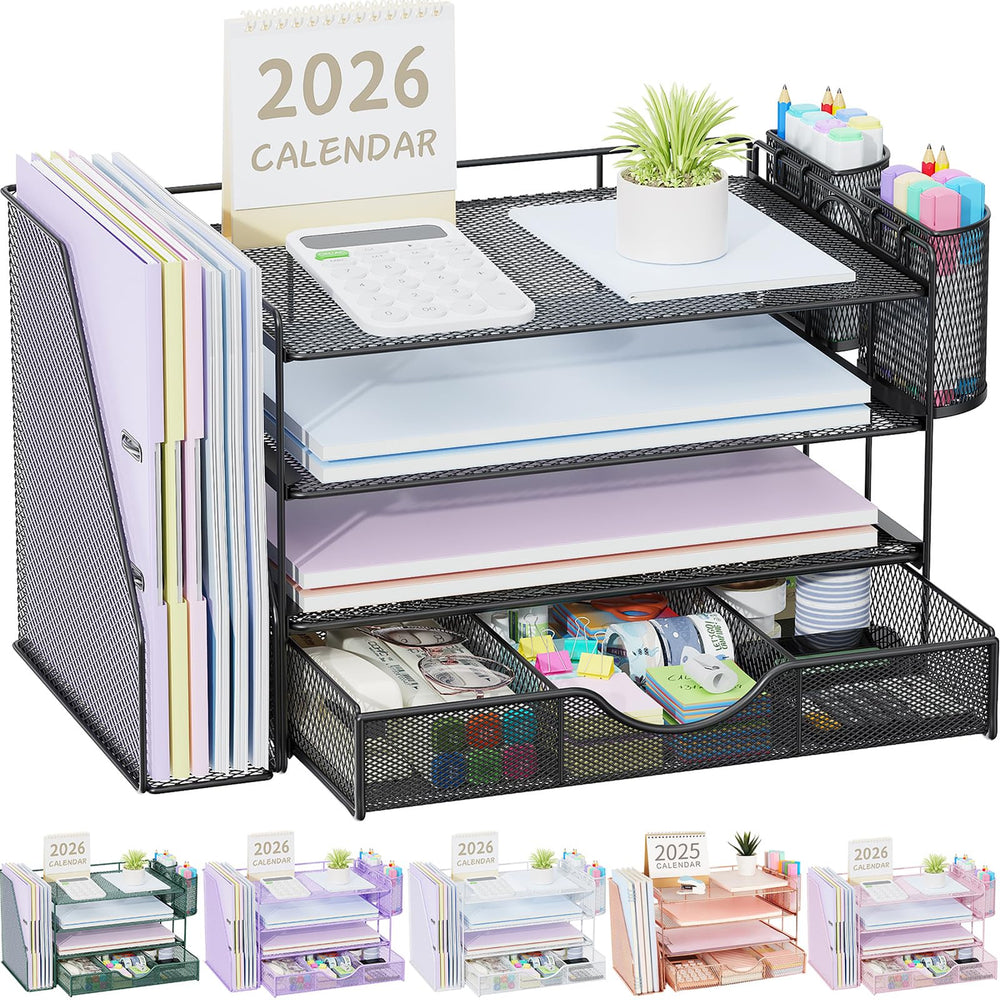 gianotter front view showing compact organizer saving desk space