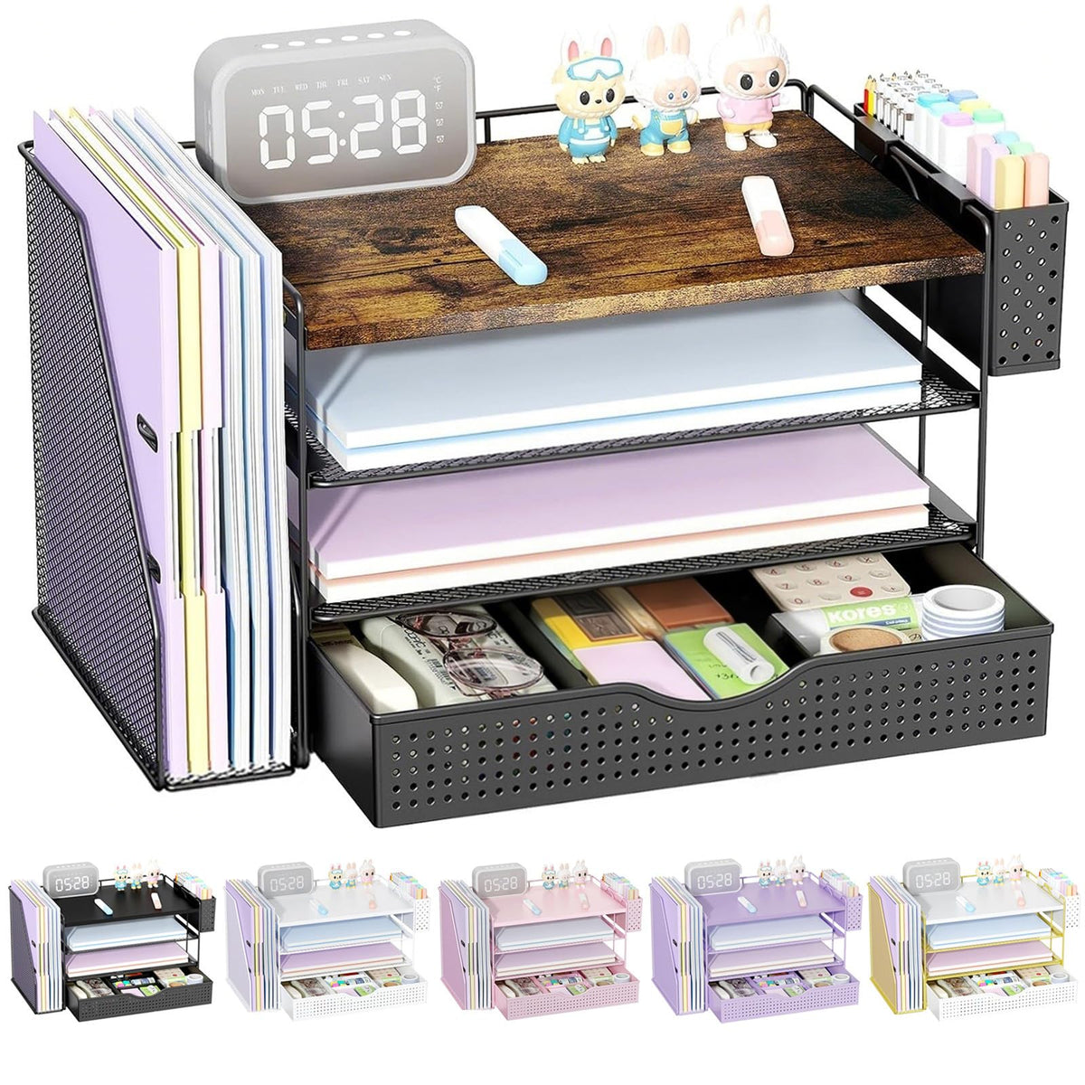 gianotter front view organizer showing compact vertical storage and tidy desktop