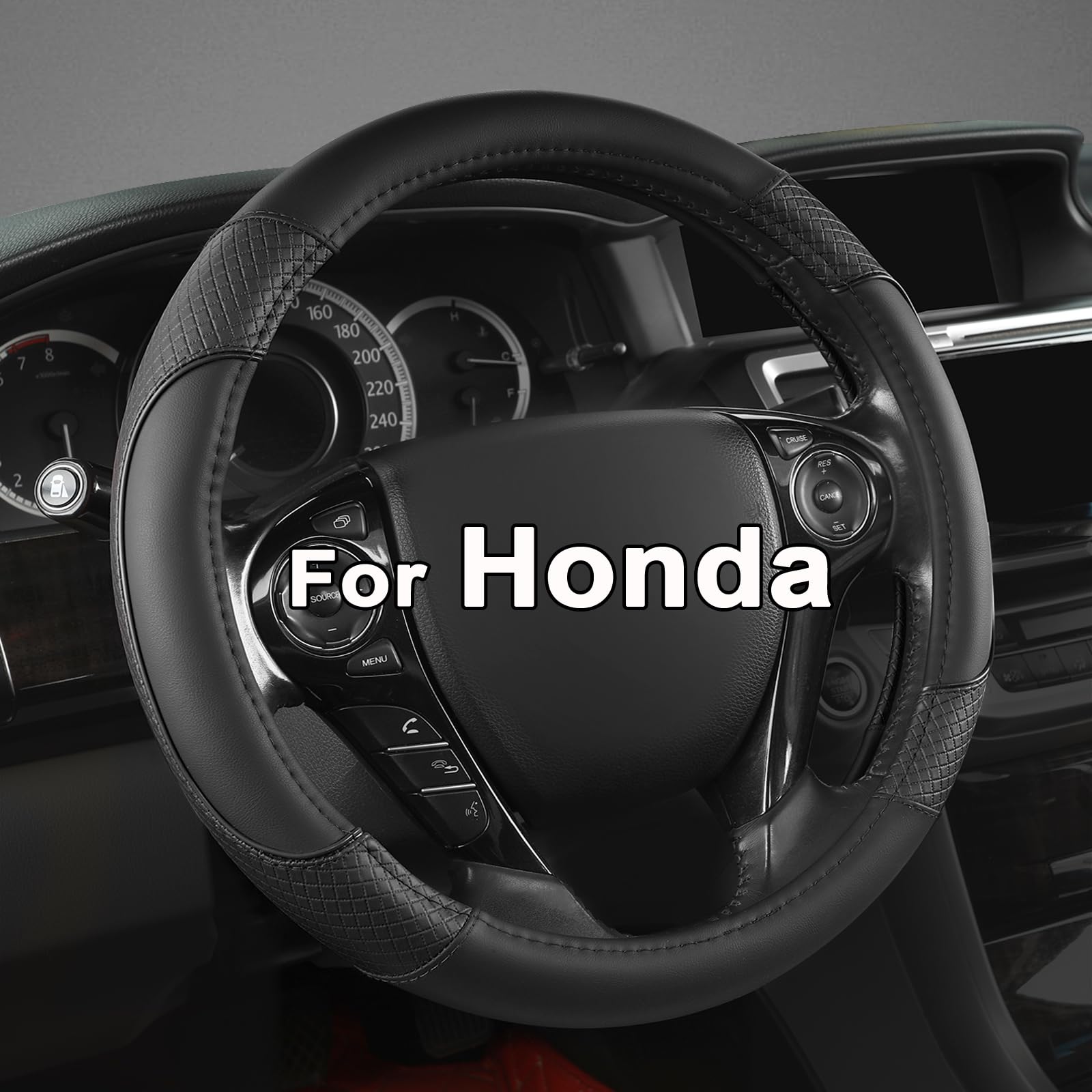 GIANT PANDA steering wheel cover front view shows fit and style benefit