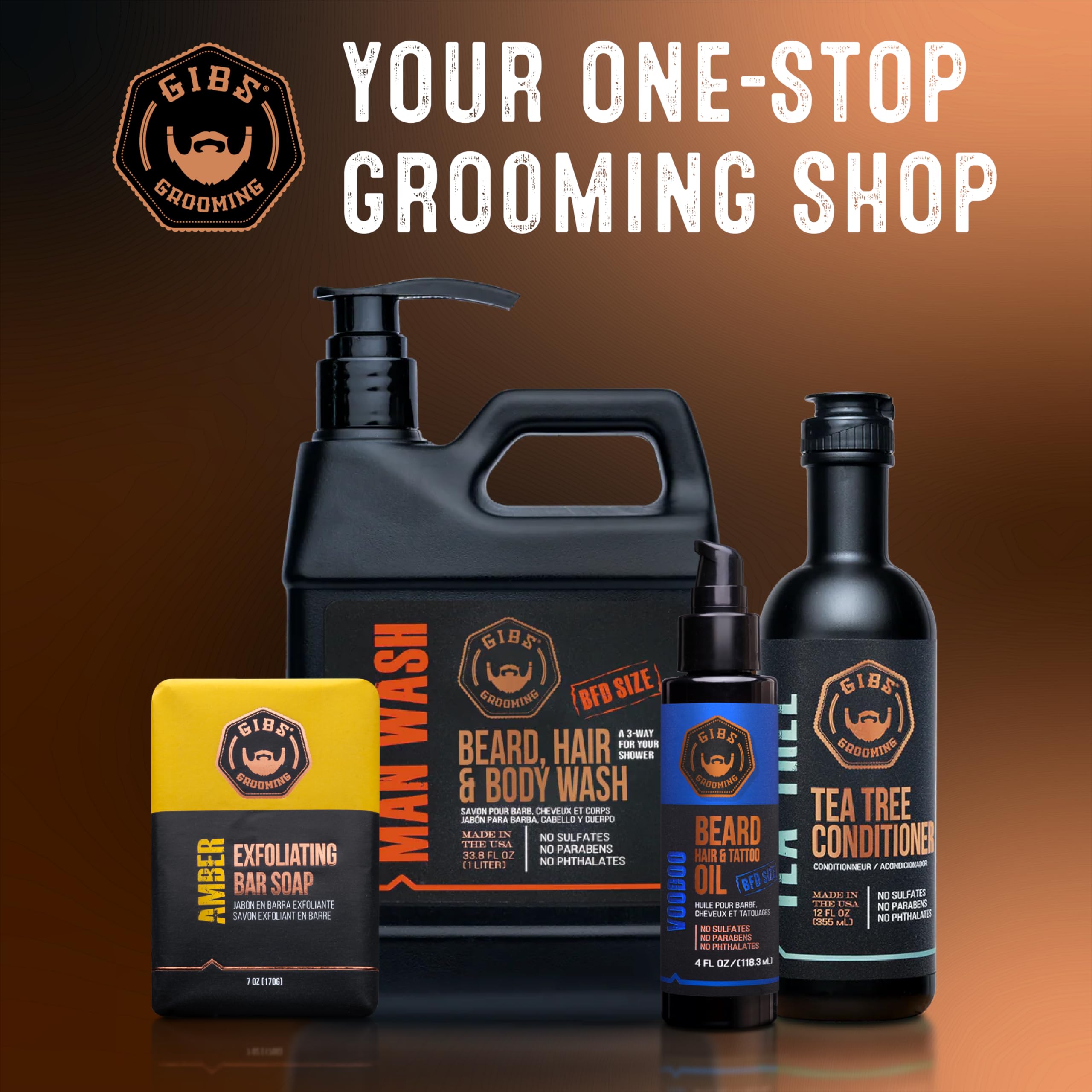 GIBS bottle on bathroom shelf with towel showing practical everyday grooming benefit