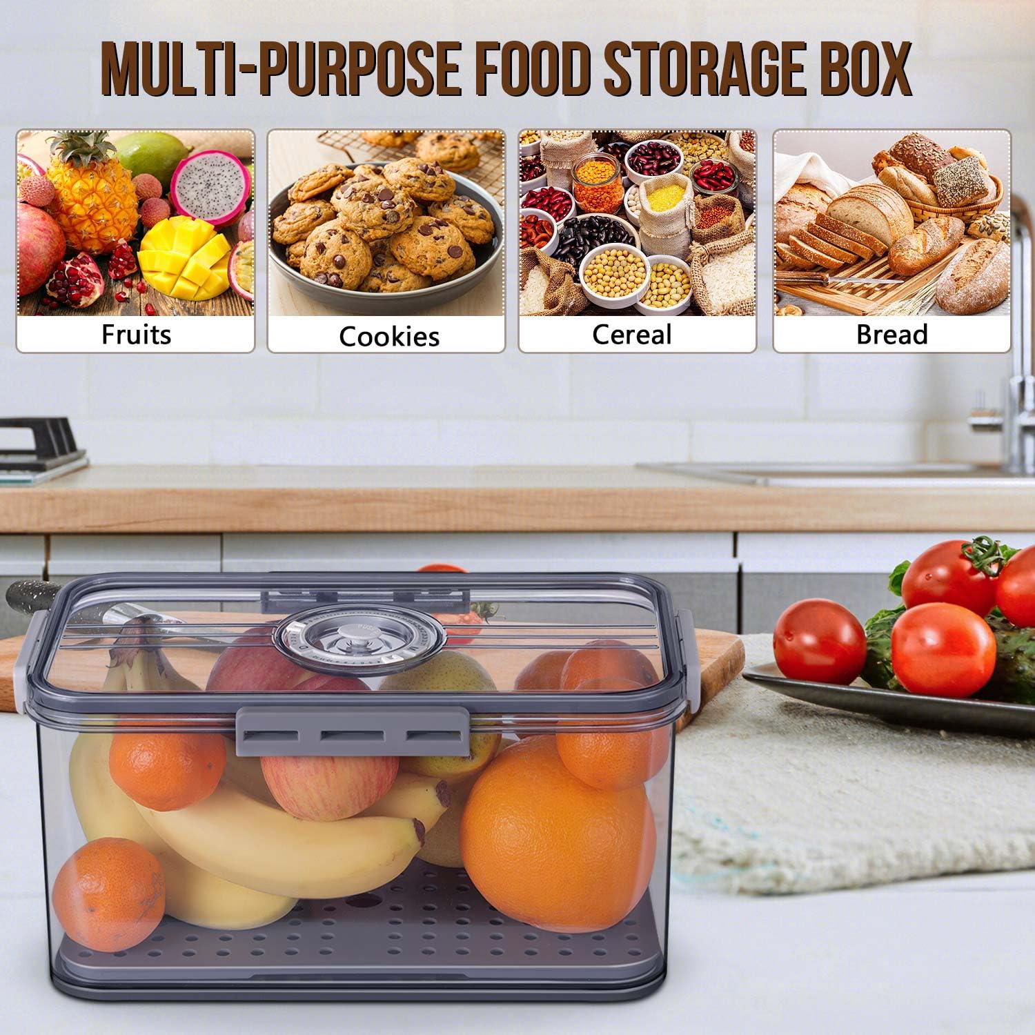 Gifhomfix bread box on kitchen counter storing bread and pastries for neat countertop organization