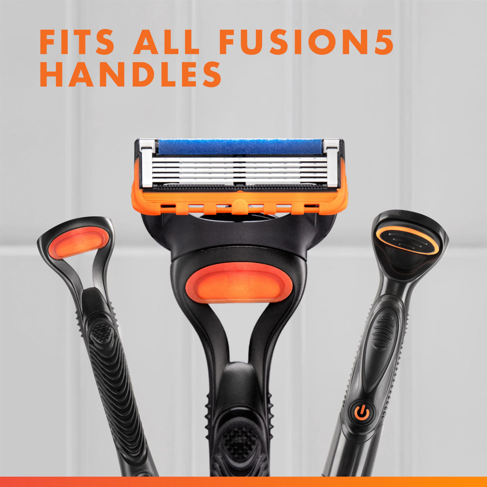 Gillette Fusion5 cartridge mounted on compatible handle for easy cartridge swaps