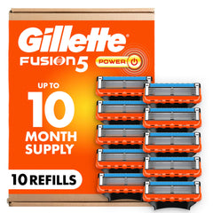 Gillette Fusion5 pack front view showing ten refills for convenient restocking
