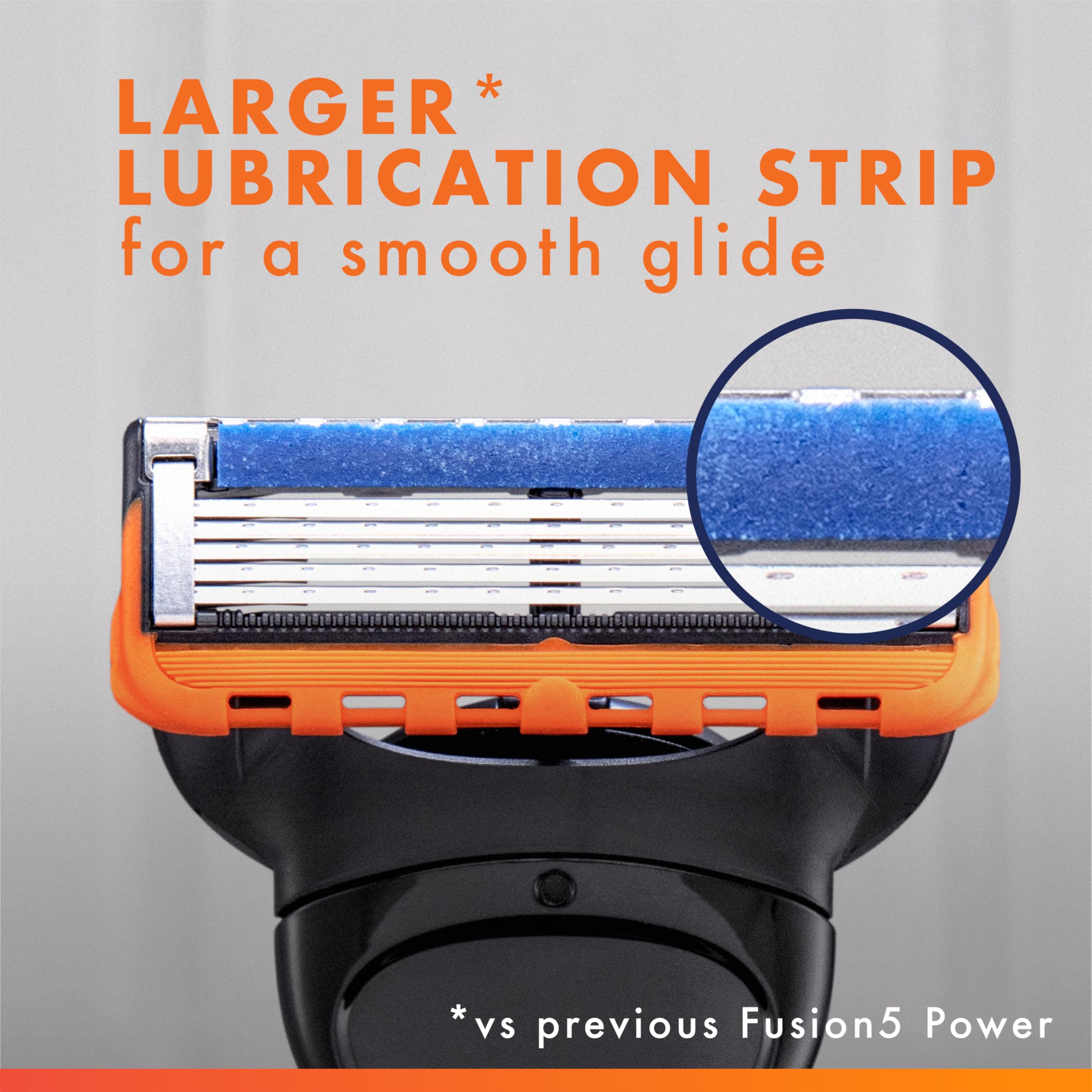 Gillette Fusion5 pack open displaying ten individual cartridges and organized storage