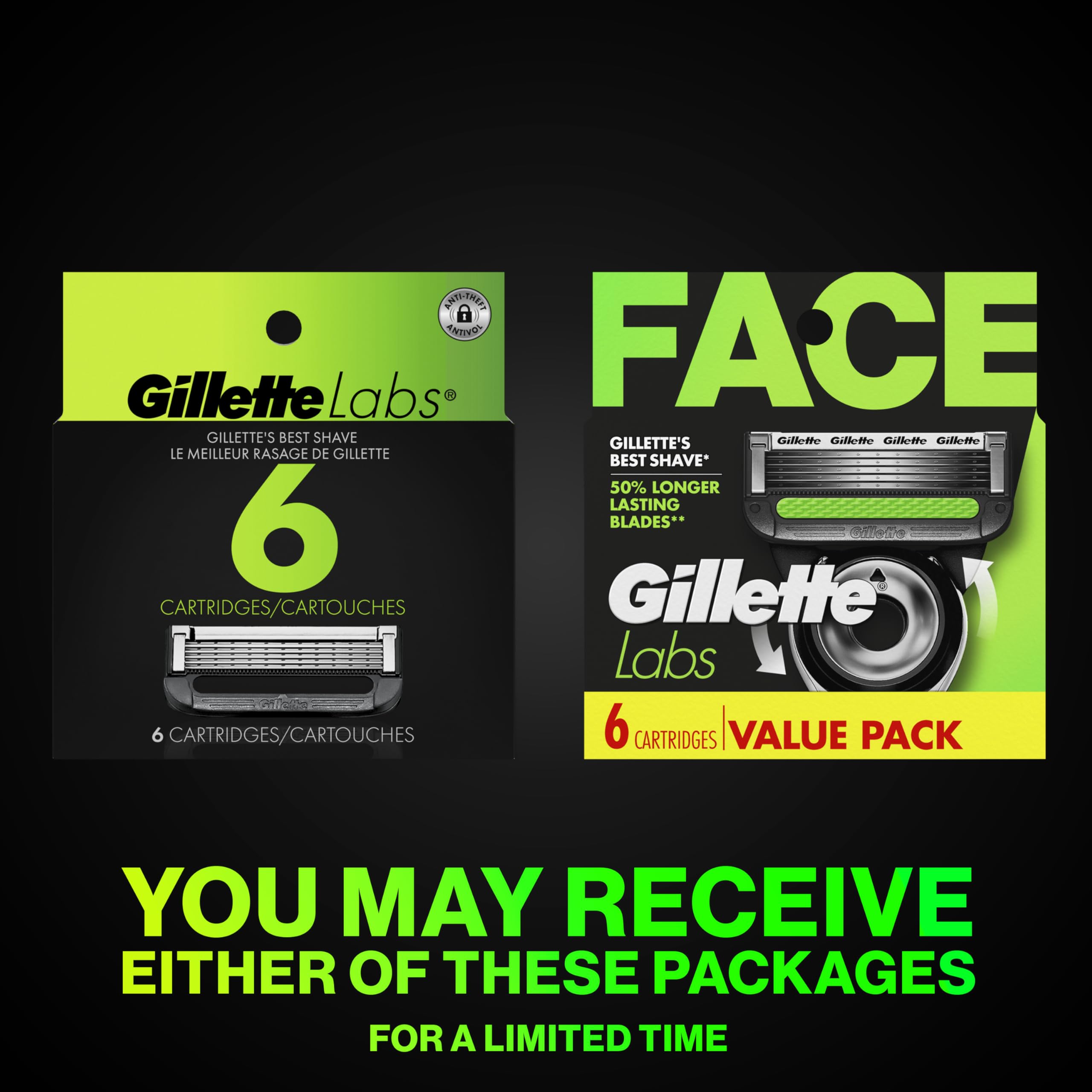 Gillette GilletteLabs close-up of single cartridge highlighting blade alignment for smoother shaves