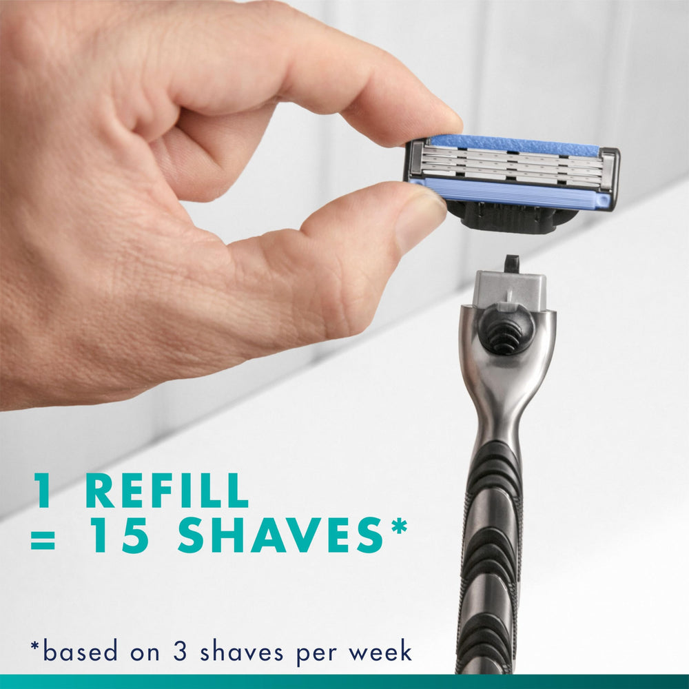 Gillette Mach3 handle grip texture showing ergonomic design for secure control