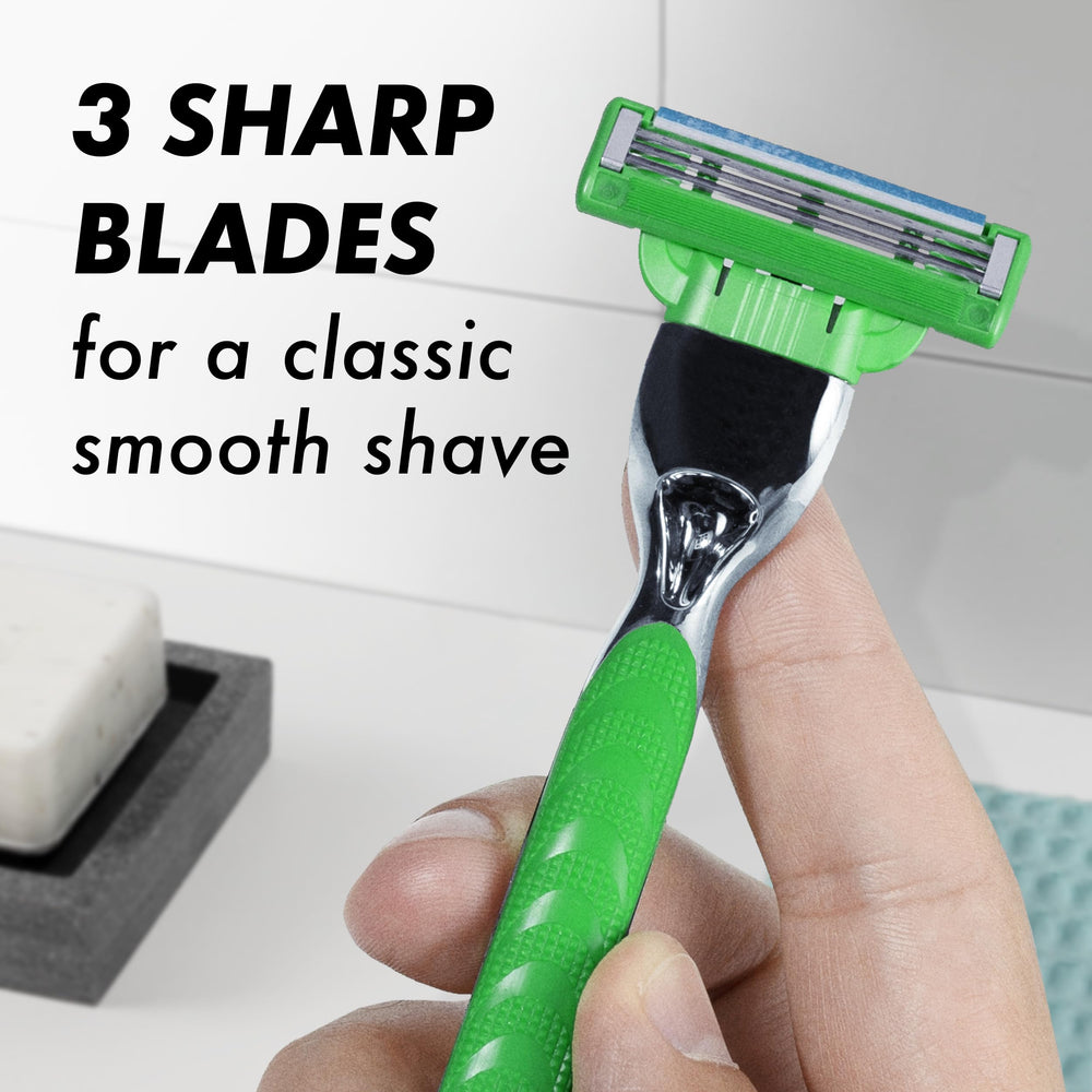 Gillette Mach3 lubricating strip detail demonstrating improved glide for less irritation