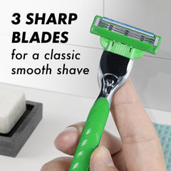 Gillette Mach3 lubricating strip detail demonstrating improved glide for less irritation