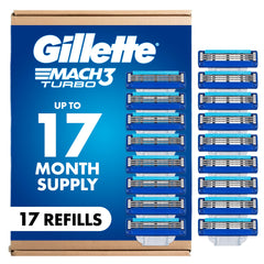 Gillette Mach3 Turbo front packaging showing 17 cartridges and value